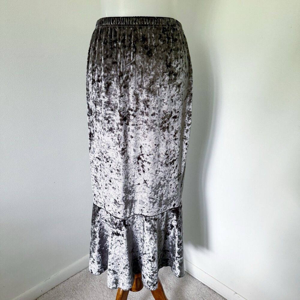 Silver Crushed Velvet Skirt Small Grunge Dark Academia Dark Fairy Whimsigoth NEW
